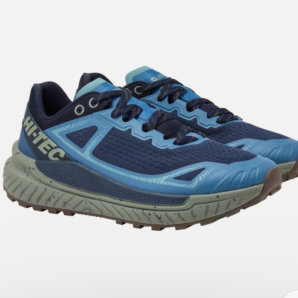 Hi-Tec Men's Trail Shoes Black IRIS Captains Blue Seagrass Size 11